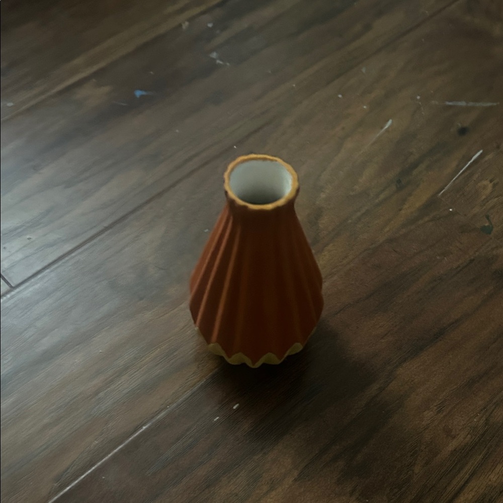 Orange Fluted Ceramic Vase